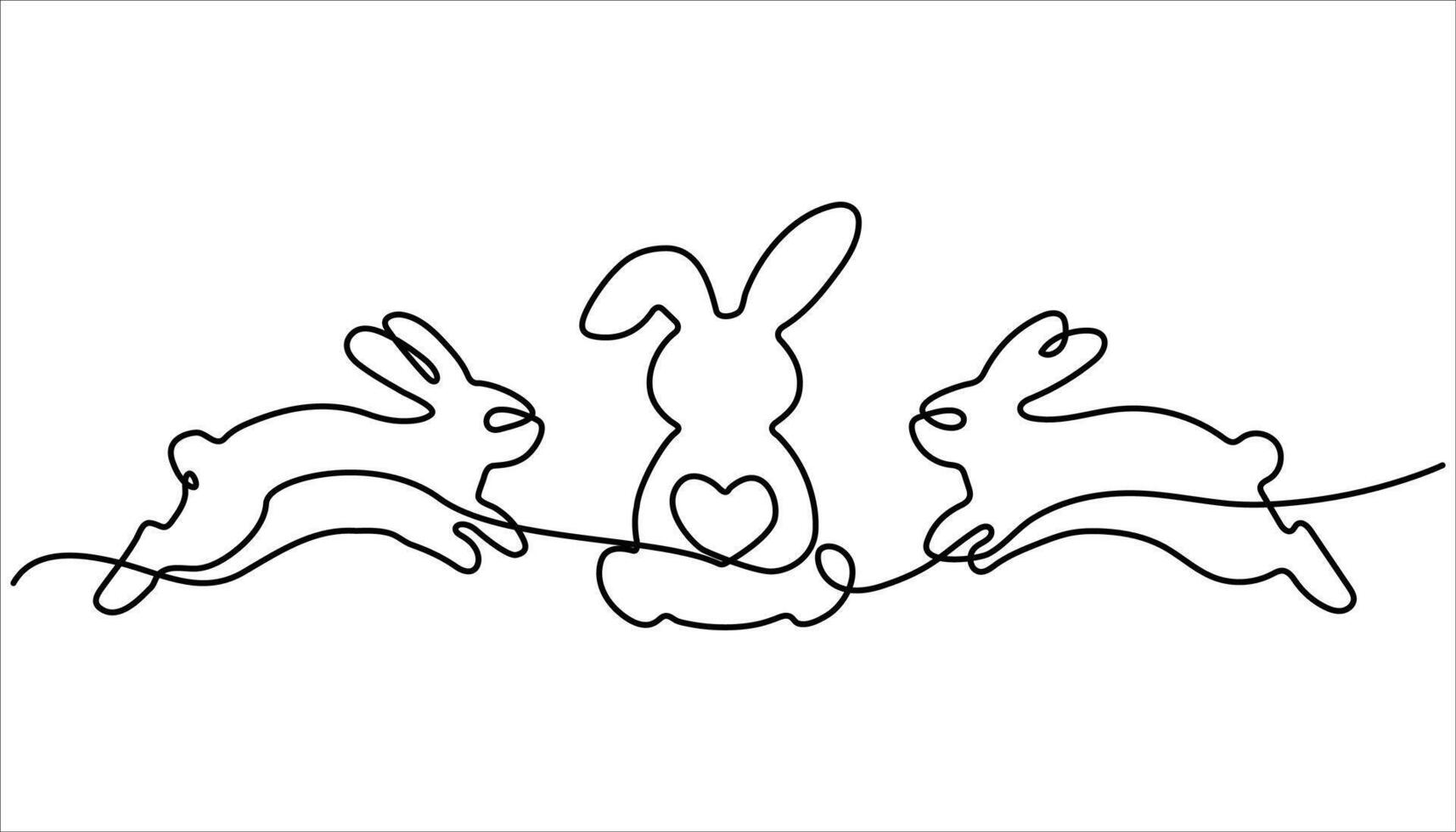 Easter Bunny continuous one line drawing. Easter holiday decoration.Easter Bunny for Spring Design in Simple Linear Style vector