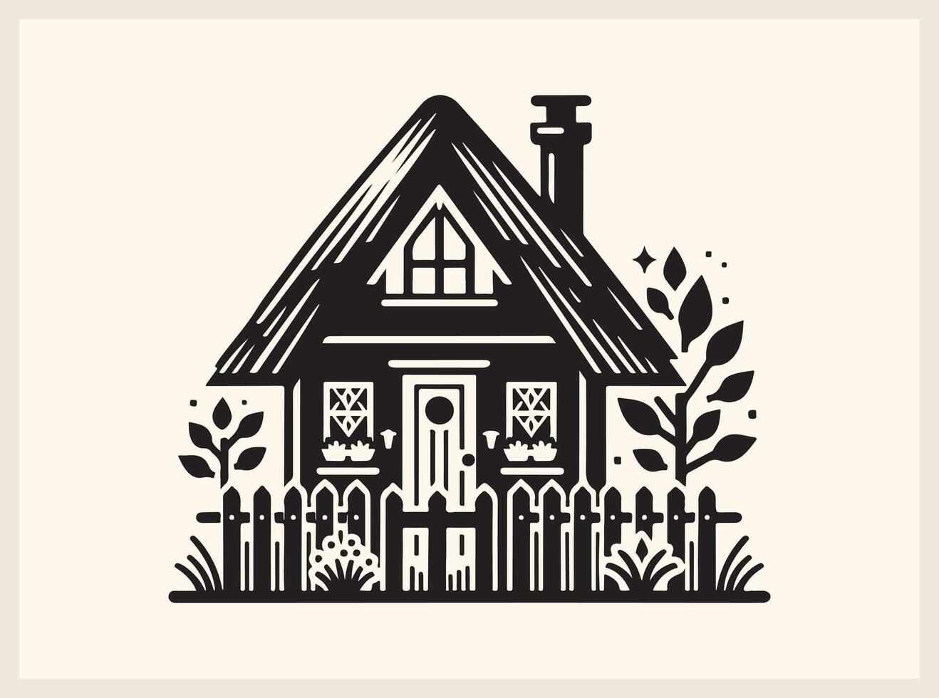 Elegant Cottage Style House for Rustic and Vintage Themes vector