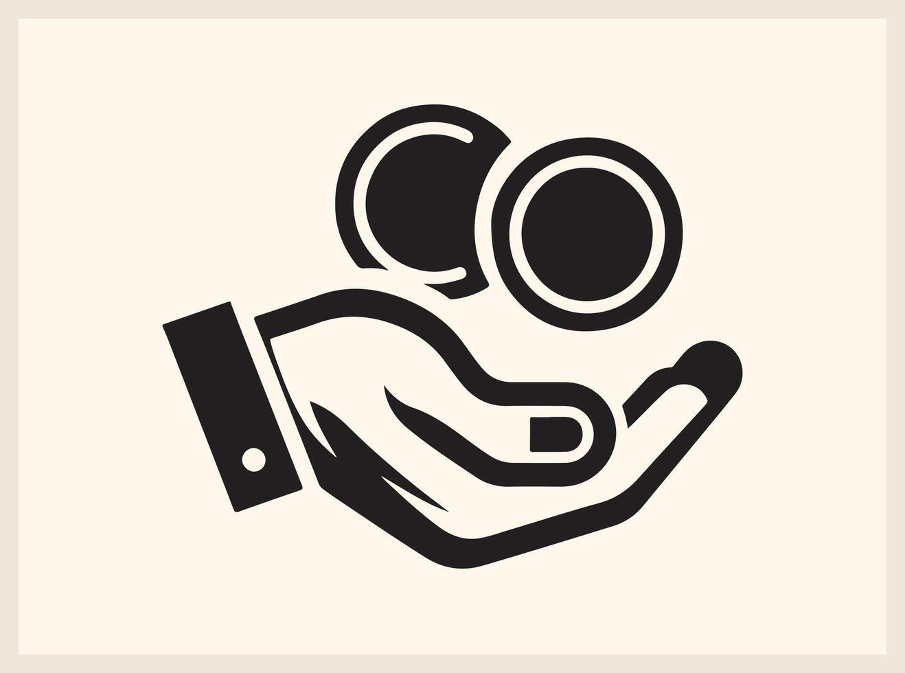 Iconic Hand Holding Coin for Financial and Business Graphics vector