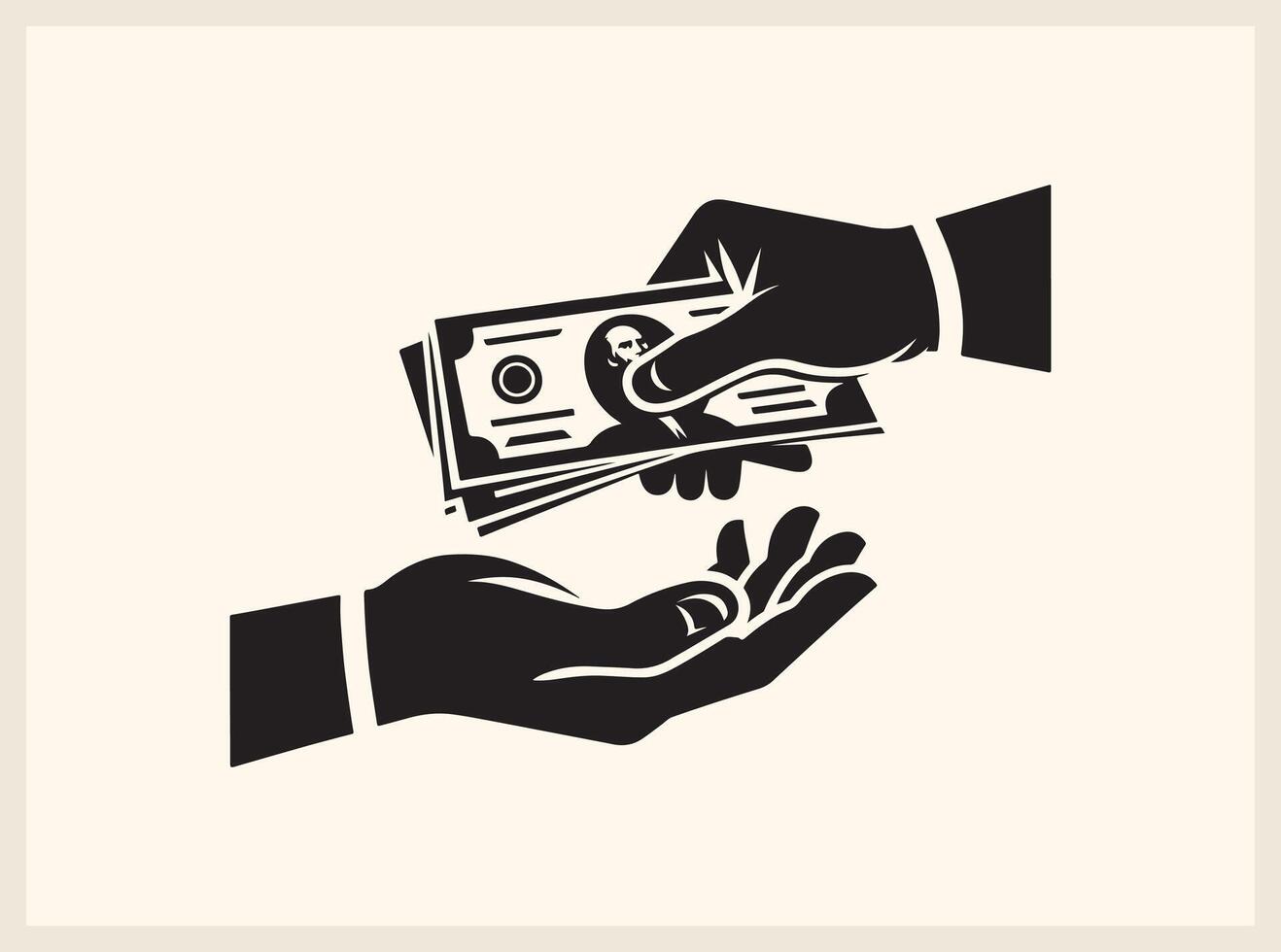 Unique Hands Exchanging Money for Digital Payment Concepts vector
