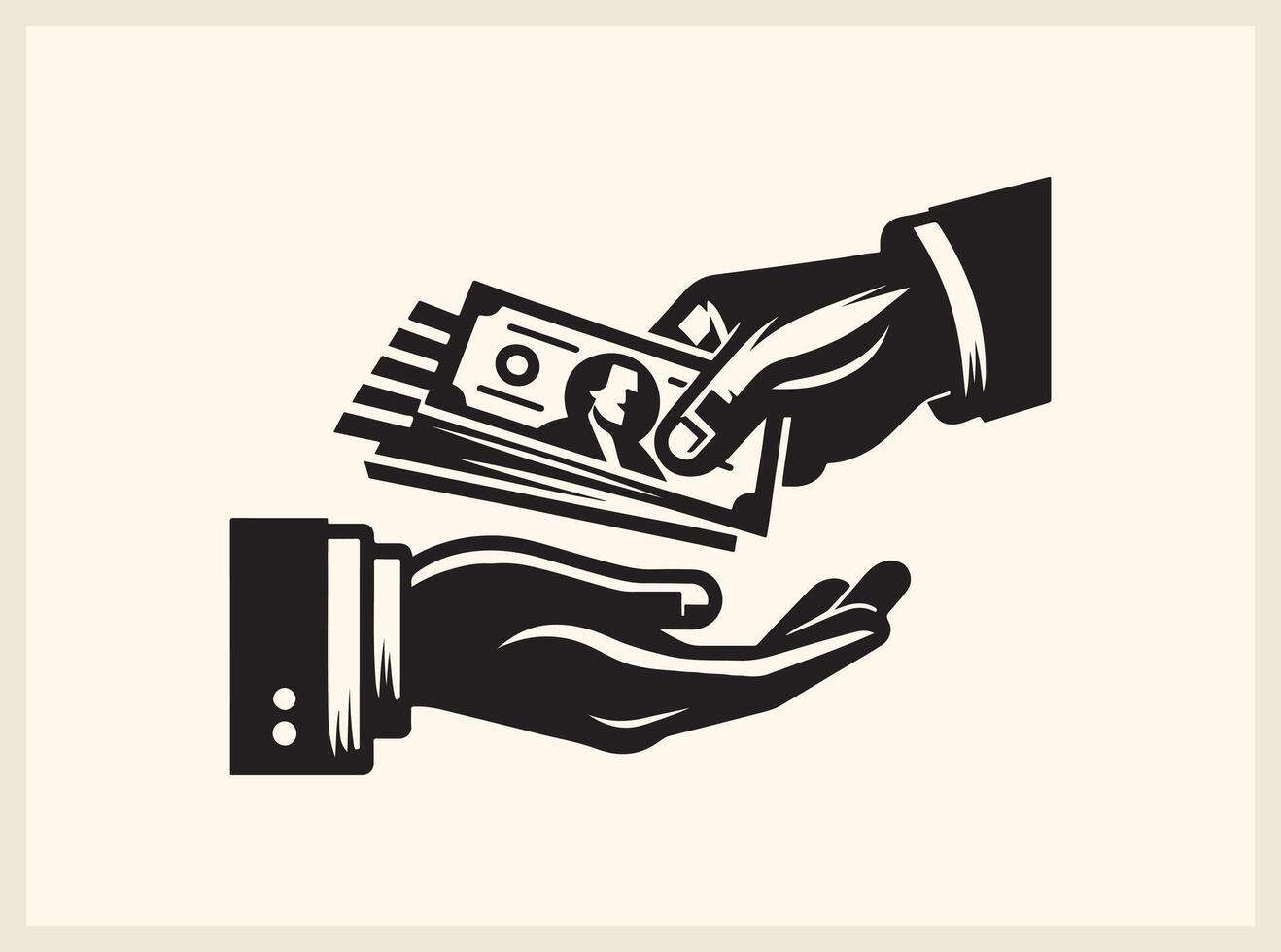 Iconic Hands Exchanging Money for Smart Financial Management vector