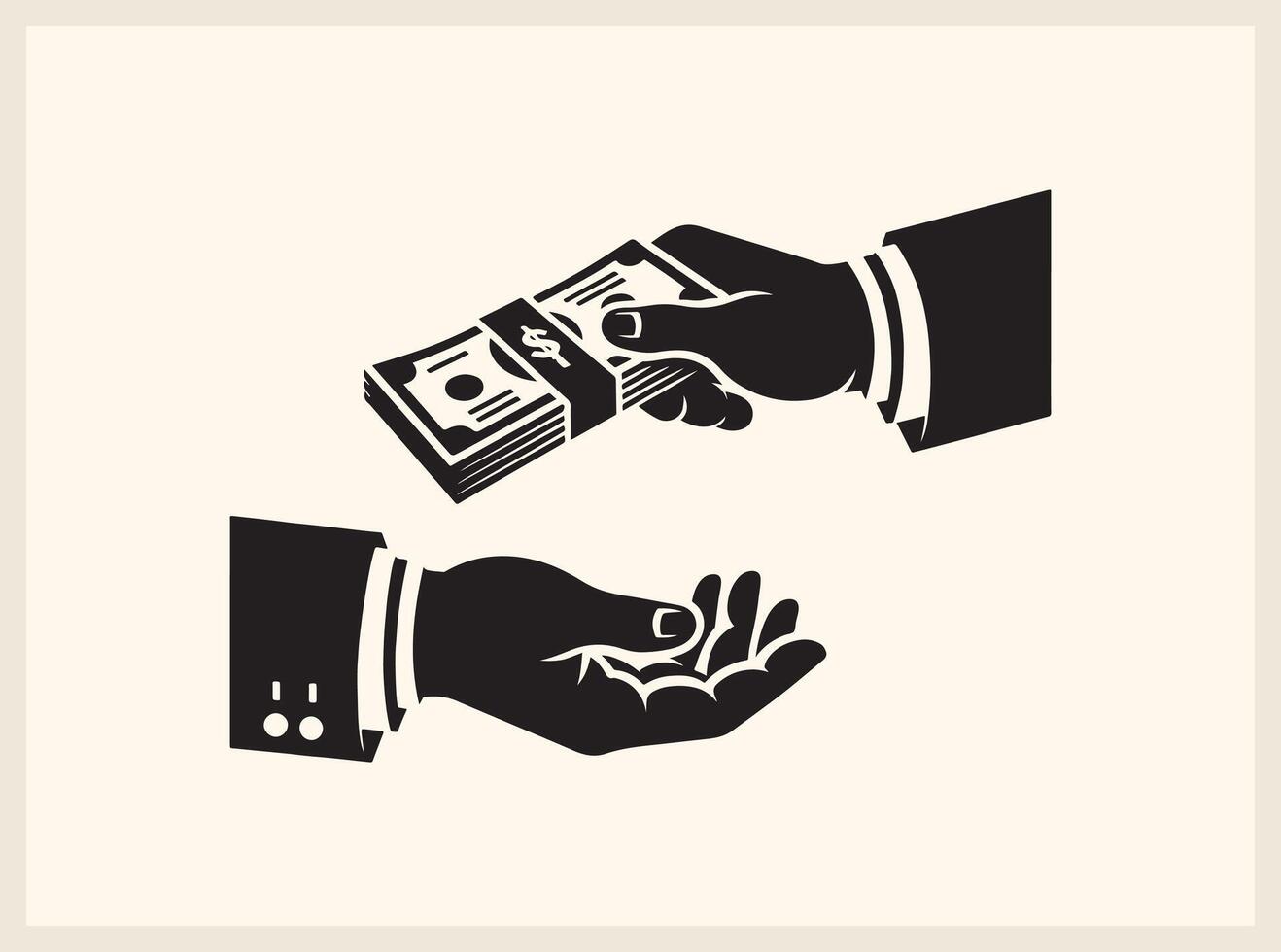 Elegant Hands Exchanging Money for Corporate and Investment Themes vector