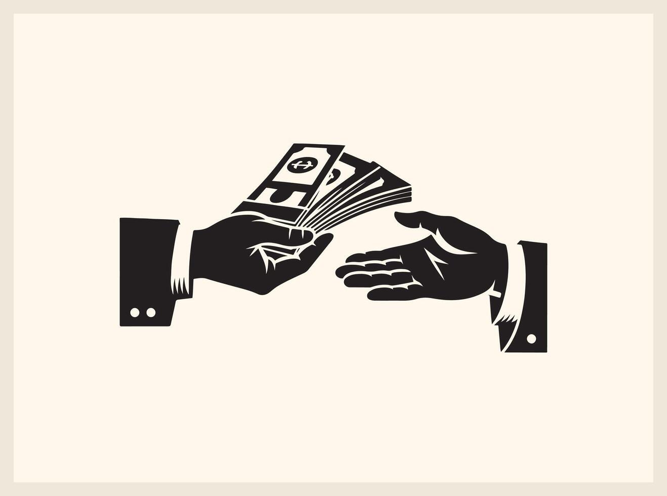 Minimalist Hands Exchanging Money for Modern Finance Artwork vector