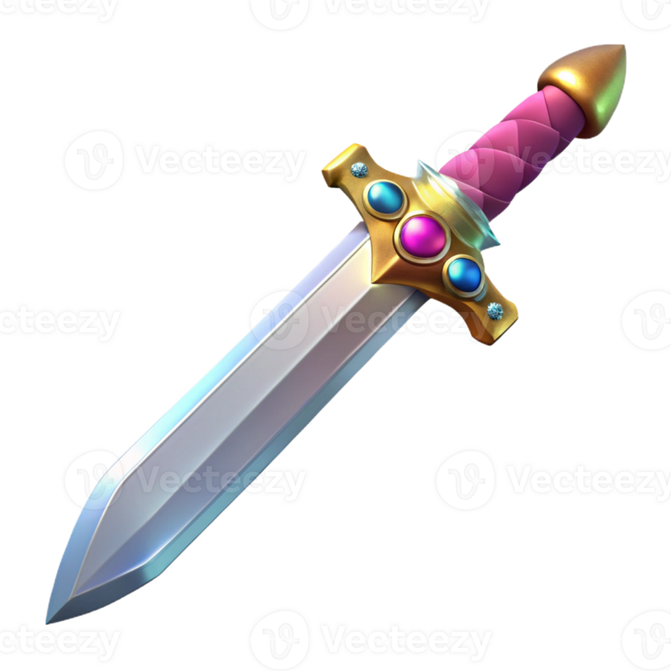 beautiful minimalist A gleaming longsword, hilt encrusted with jewels premium png