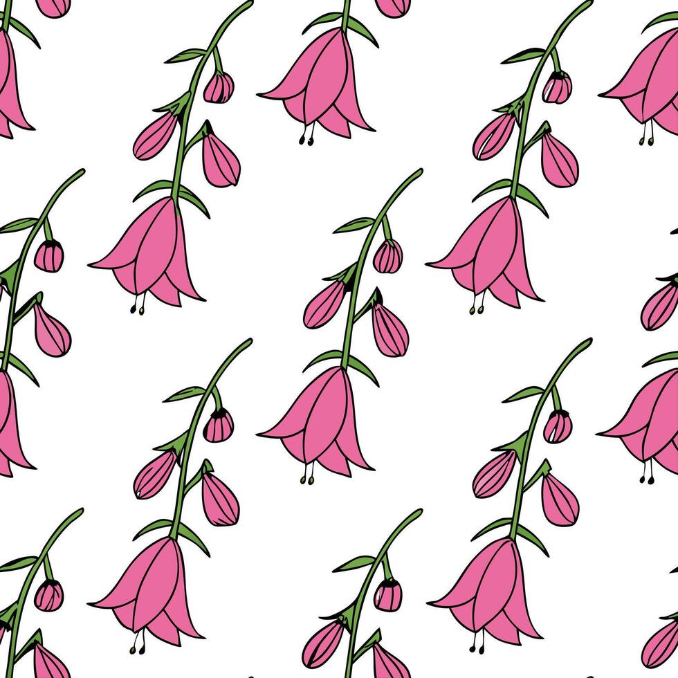 Watercolor foxglove petals seamless tile pattern artistic isolated white background ideal for crafting invitations greeting cards concept as Artistic watercolor foxglove petals sea Clean Pro 2 vector