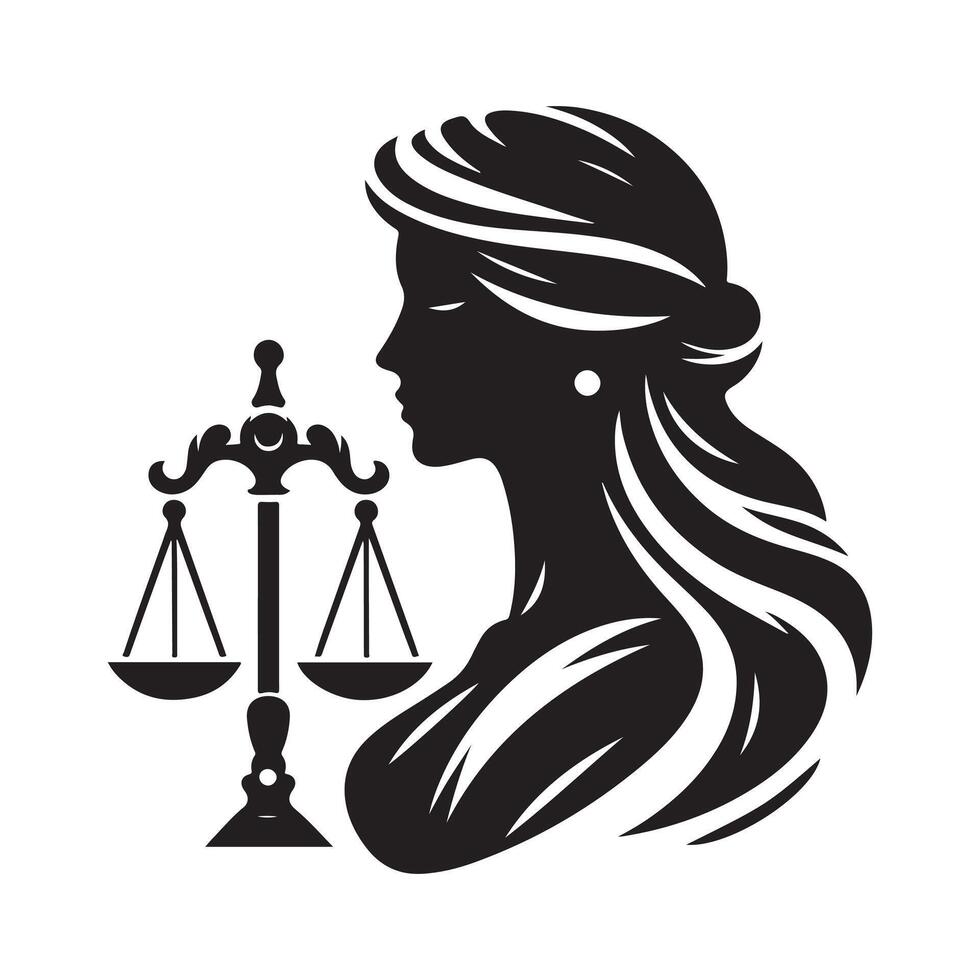 Legal Lady Justice Silhouette Illustration vector