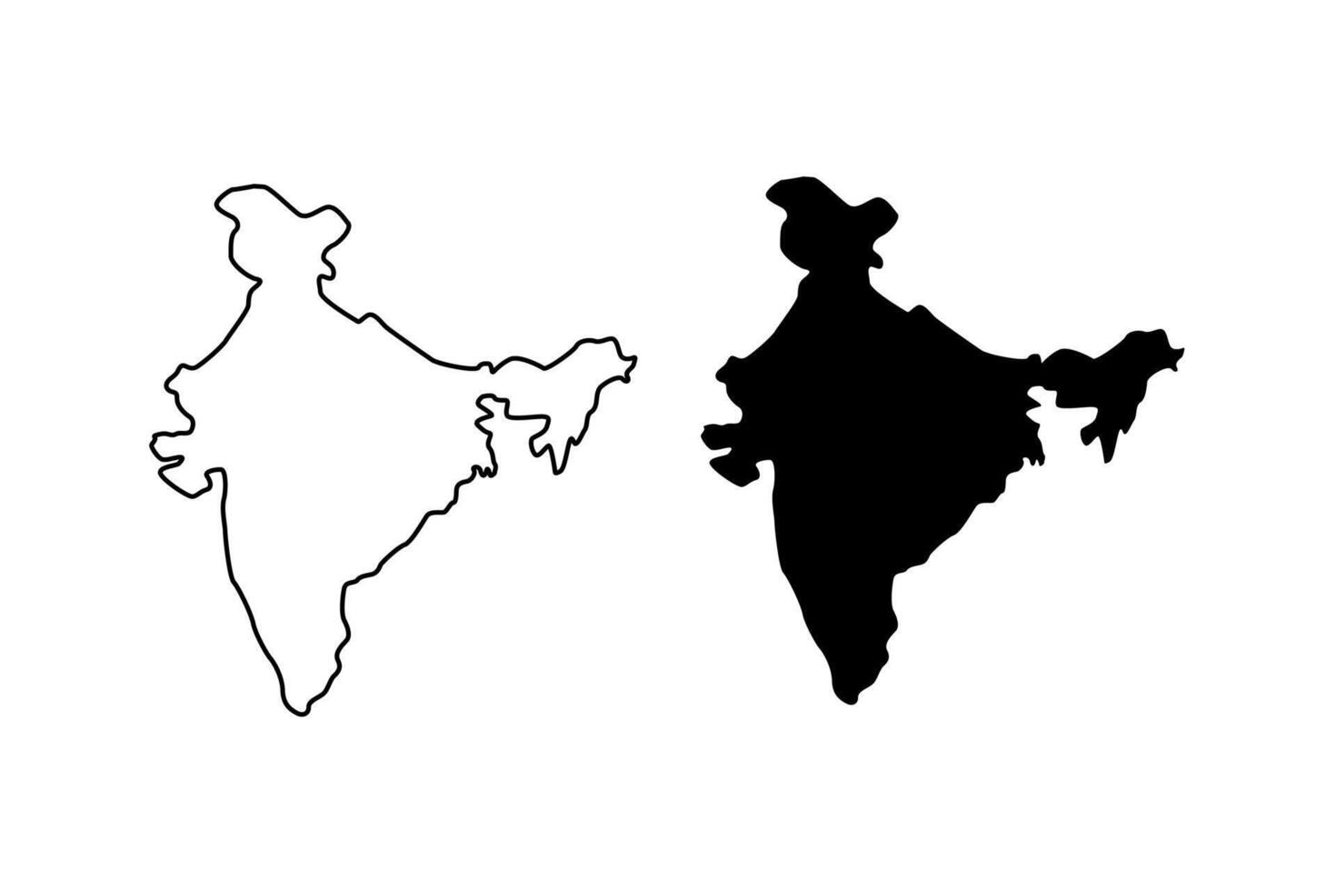 india map line and black silhouette isolated on white. blank country border. desig clipart for geographic, travel or political banner background design,events illustration. vector