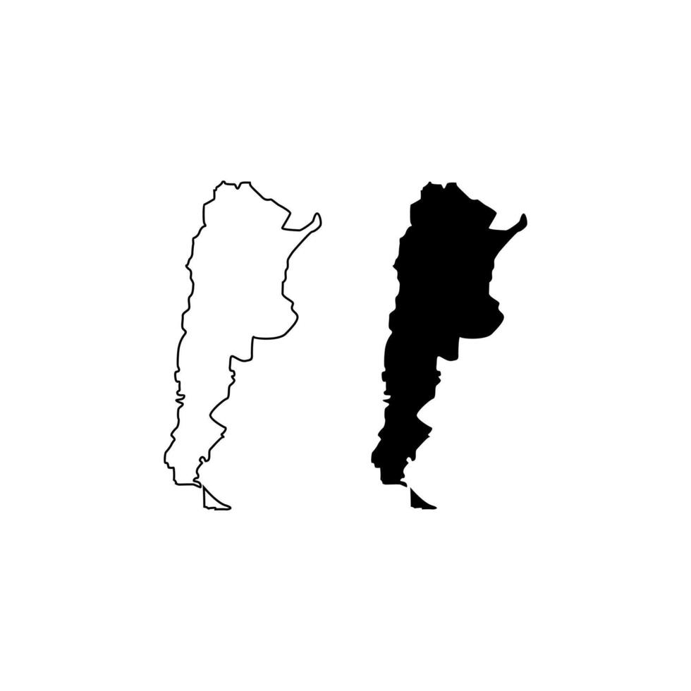 argentina map line and black silhouette isolated on white. blank country border. desig clipart for geographic, travel or political banner background design,events illustration. vector