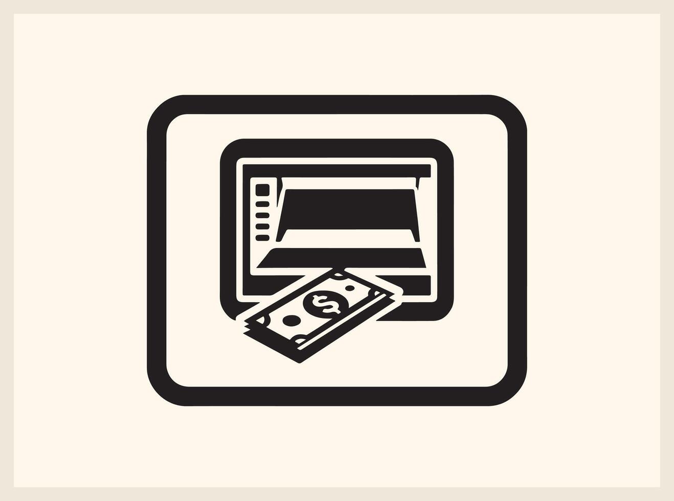 Banking and Finance ATM Dispensing Money Outline vector
