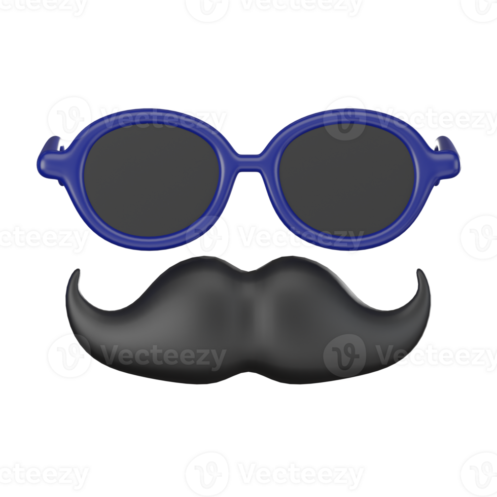 3D Rrender, Quirky of Mustache and Glasses for Creative Use. Icon illustration png
