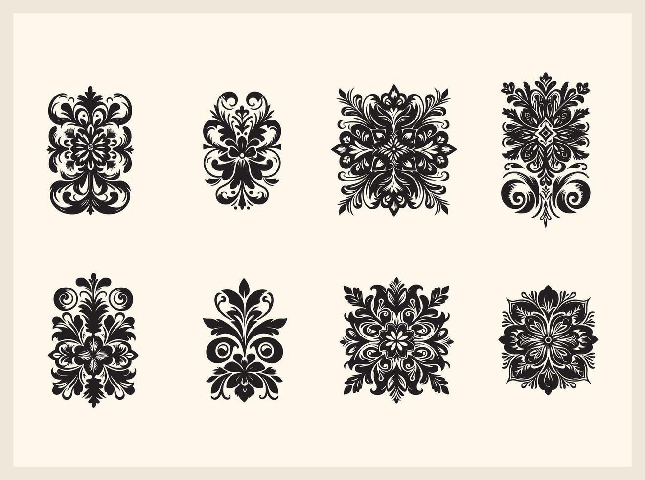 Baroque and Classic Ornate Decoration Silhouette Set vector