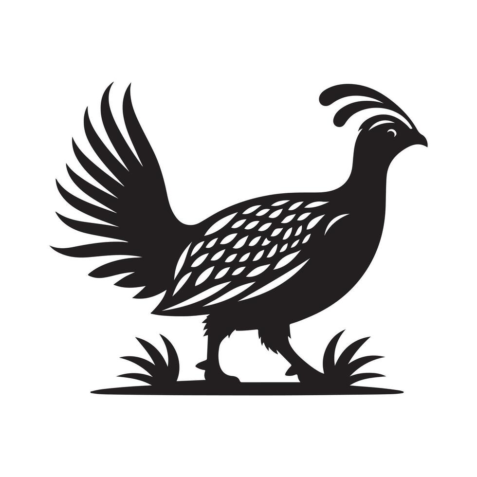 Minimal Greater Sagegrouse Black Art for Logos vector