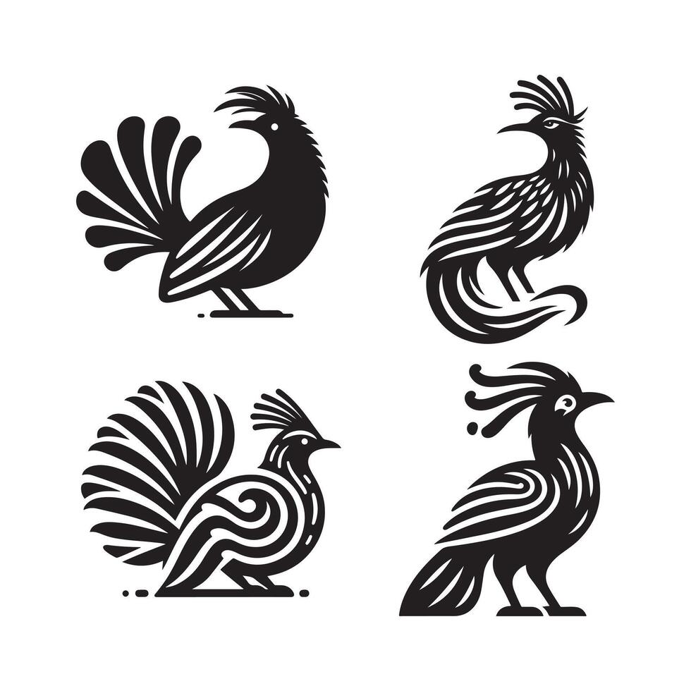 Superb Lyrebird Silhouette for Visual Identity vector