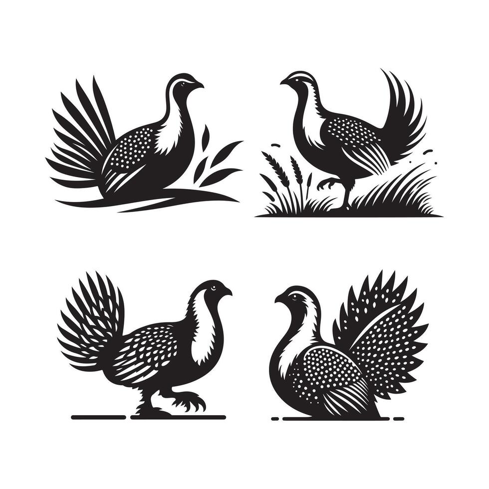 Elegant Greater Sagegrouse Black for Social Media vector