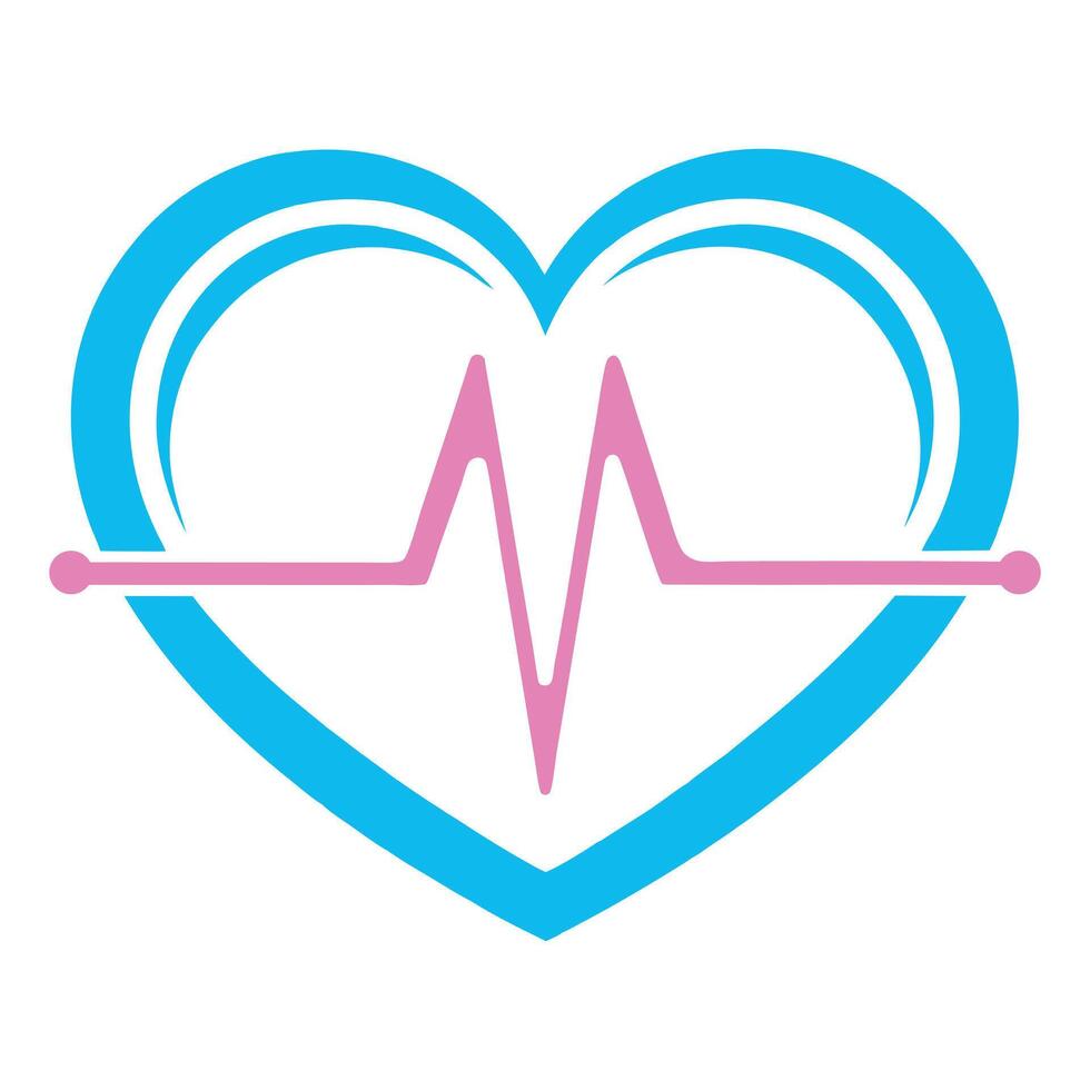 Simple Heart and ECG Wave Illustration vector