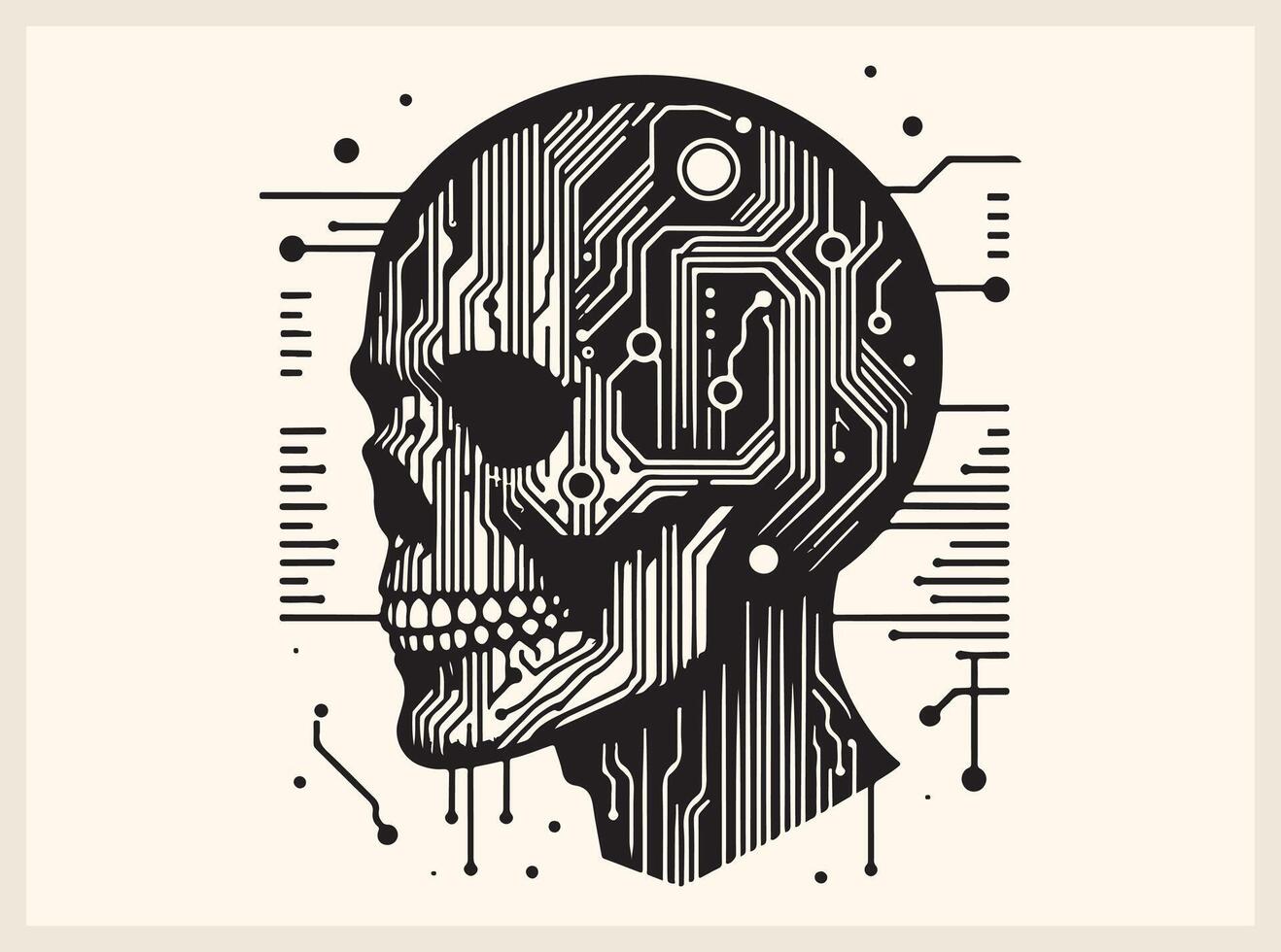 Abstract Glitch Skull with Digital Tech Distortion vector