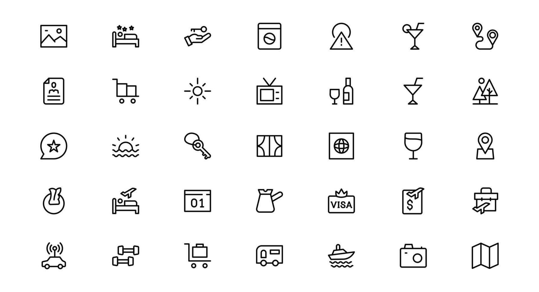 Travel Booking with Icon set Designs for Reservations, Flights, and Travel Plans. Perfect for Websites, Apps, and User Interfaces in the Travel Industry. vector