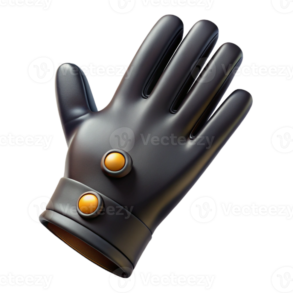 wonderful bolvintage A single leather glove, black, button closure, wrinkletexture, side view, dramatic lighting, isolateon transparent background,high-resolution product photography luxury png