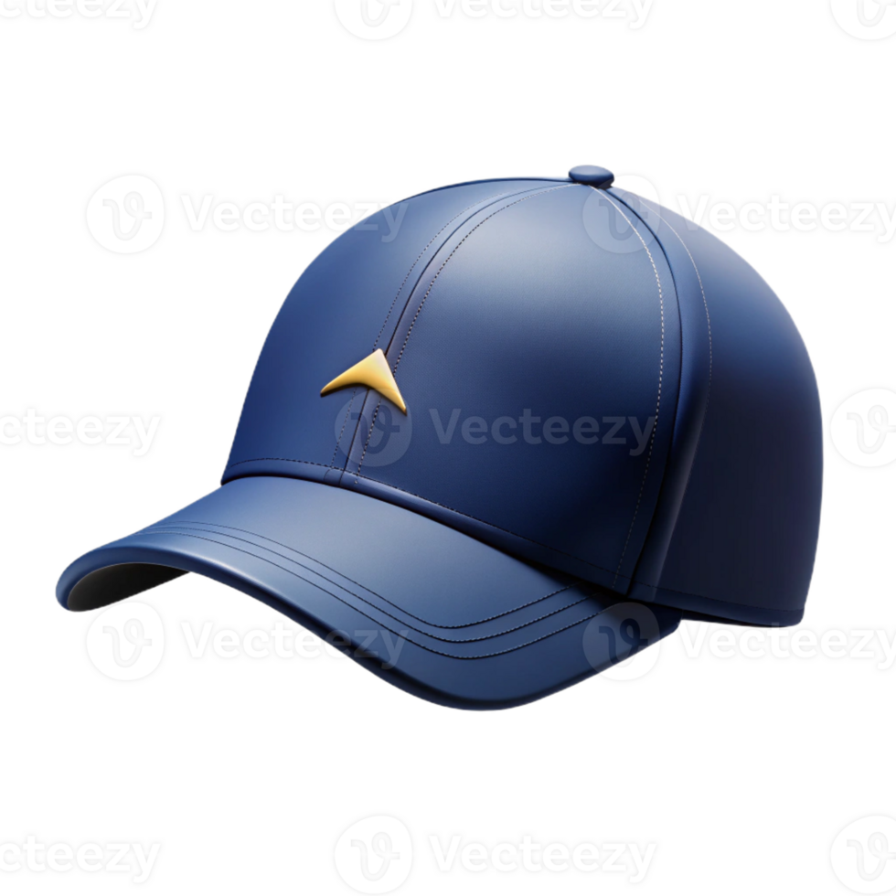 striking baroque A baseball cap, navy blue, embroiderelogo, curvebrim, front view, studio lighting, isolateon transparent background,high-resolution product photography gallery standard png