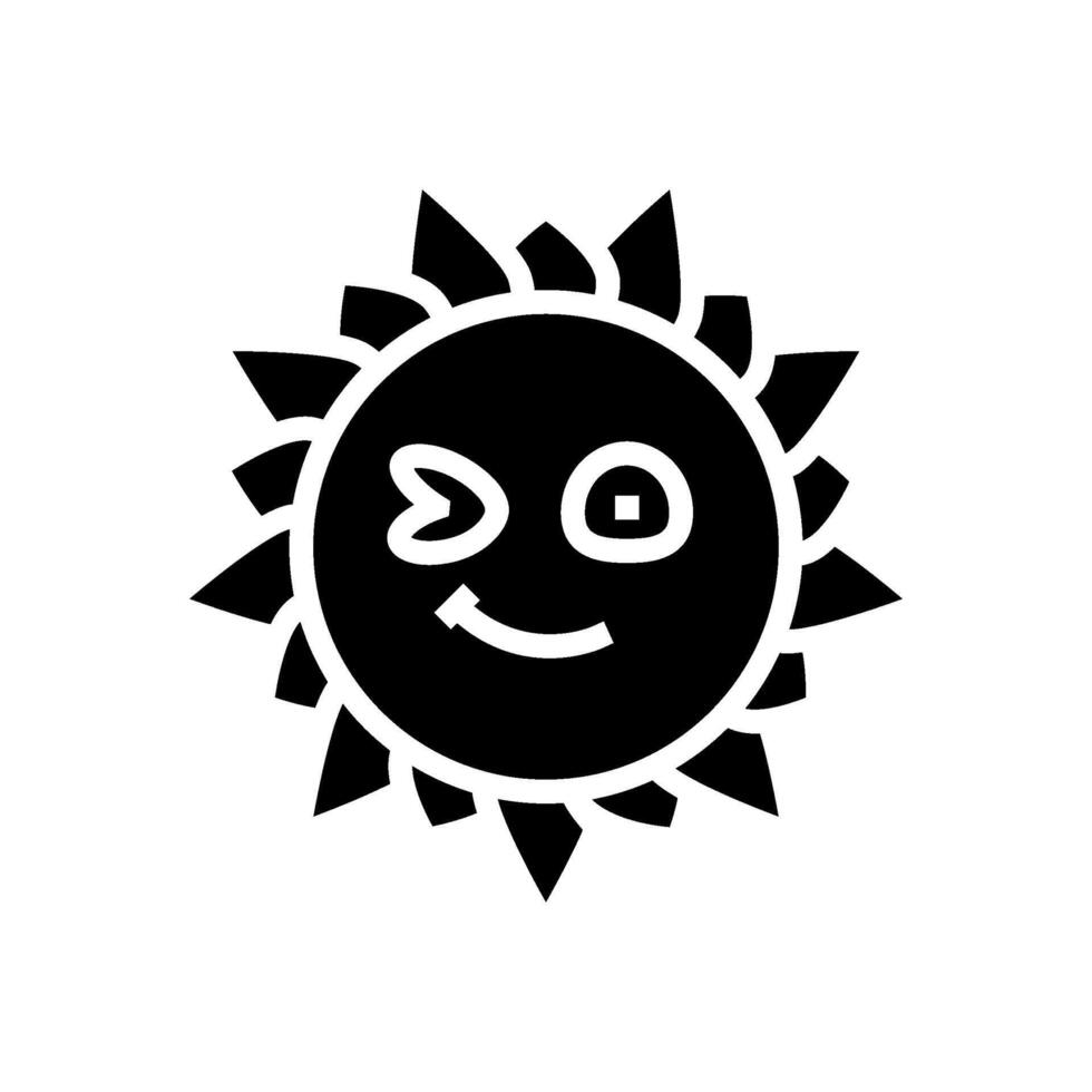 winking cute sun character glyph icon illustration vector