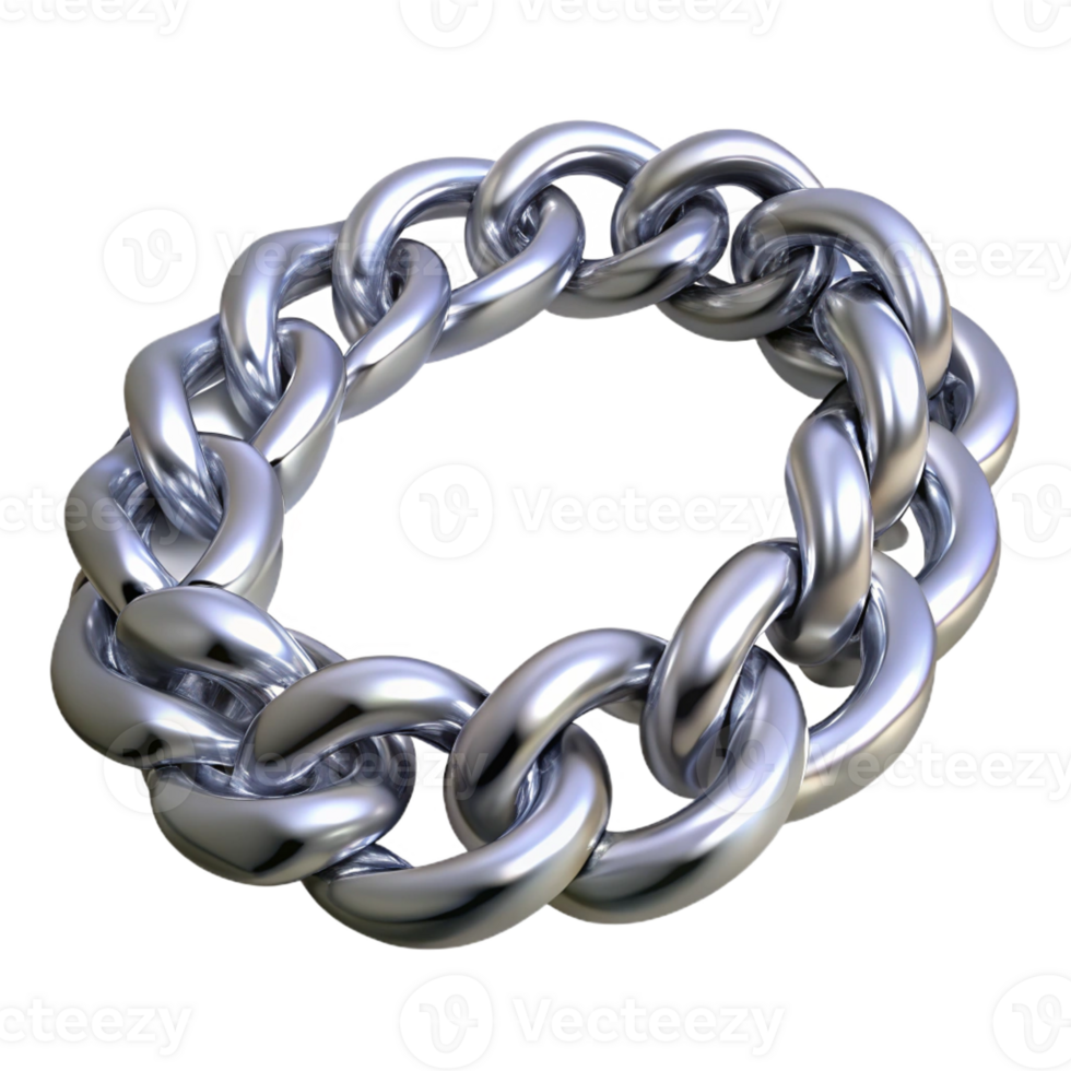 beautiful dynamic futuristic A silver bracelet, chunky chain links, polishefinish, studio lighting, isolateon transparent background,high-resolution product photography high resolution png
