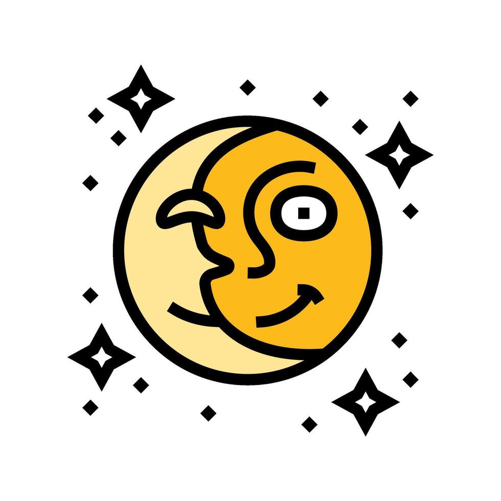 stars cute sun character color icon illustration vector