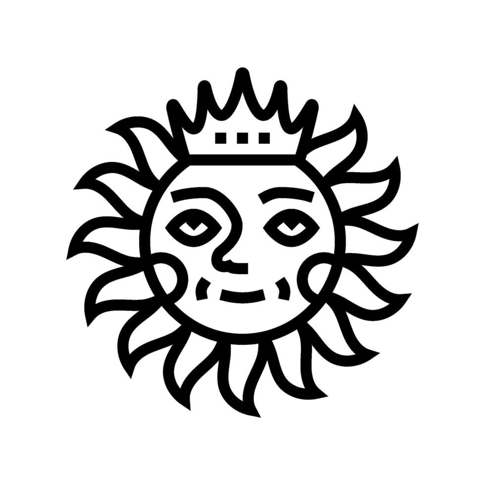 crown cute sun character line icon illustration vector