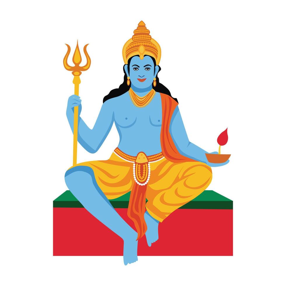 Illustration of Hindu Deity Sitting with Lamp vector