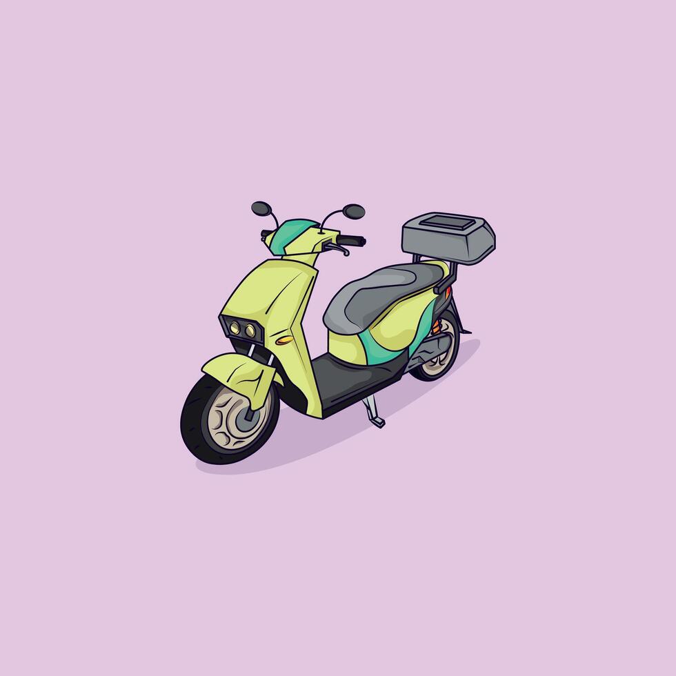 Motorcycle pastel color, matic motorcycle, scooter touring with isometric design. vector