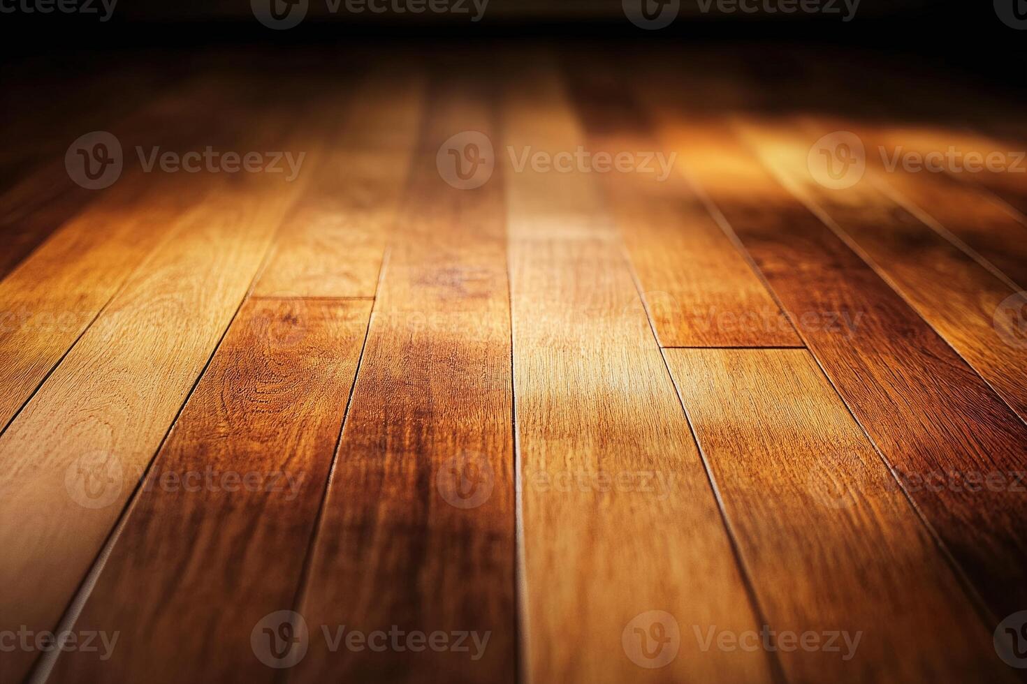 Polished Wooden Floor with Warm Brown Tones and Natural Grain in Soft Light photo