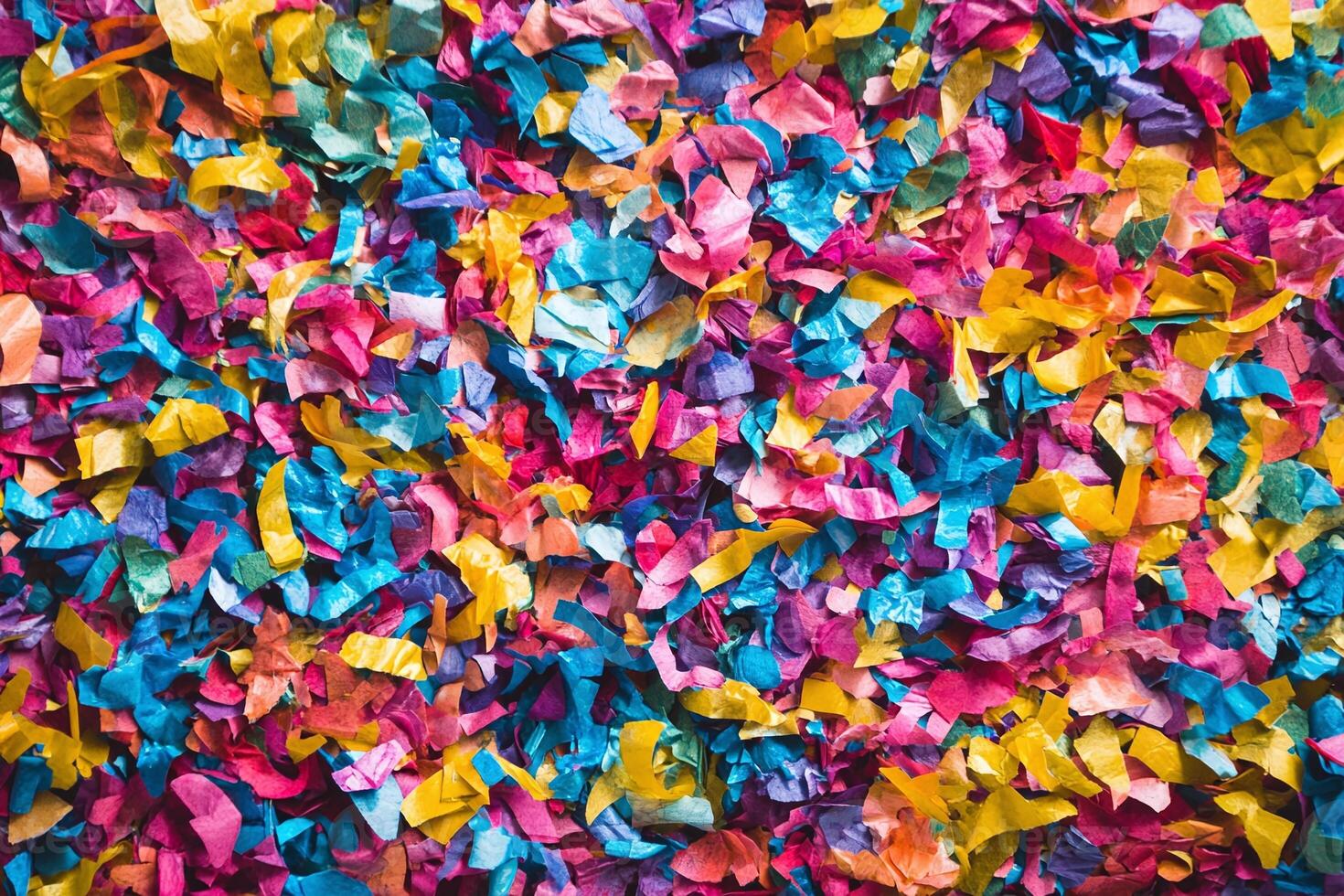 Vibrant Multicolored Torn Paper Confetti Texture for Celebrations and Party Decorations photo