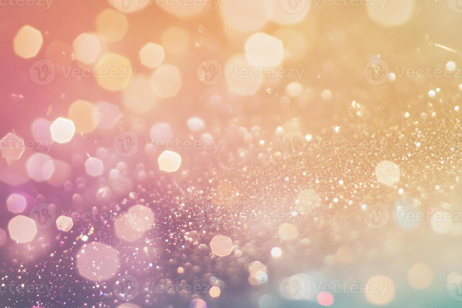 Blurred Abstract Bokeh Lights in Pastel Shades with Glitter Texture on Soft Gradient Background photo