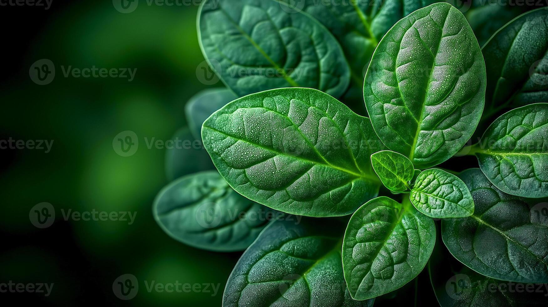Spinach green leaves showcasing intricate textures and patterns in a close-up view. Lush green leaves display a variety of textures and patterns, healthy vegetation in a natural setting photo