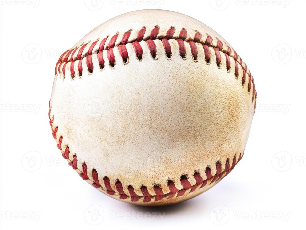 Baseball resting on a smooth surface showcasing its wear and texture photo