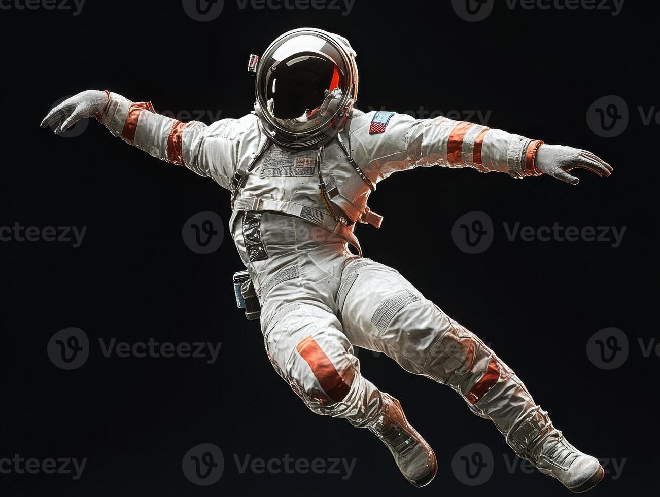 Astronaut floating in space during a mission in low gravity photo