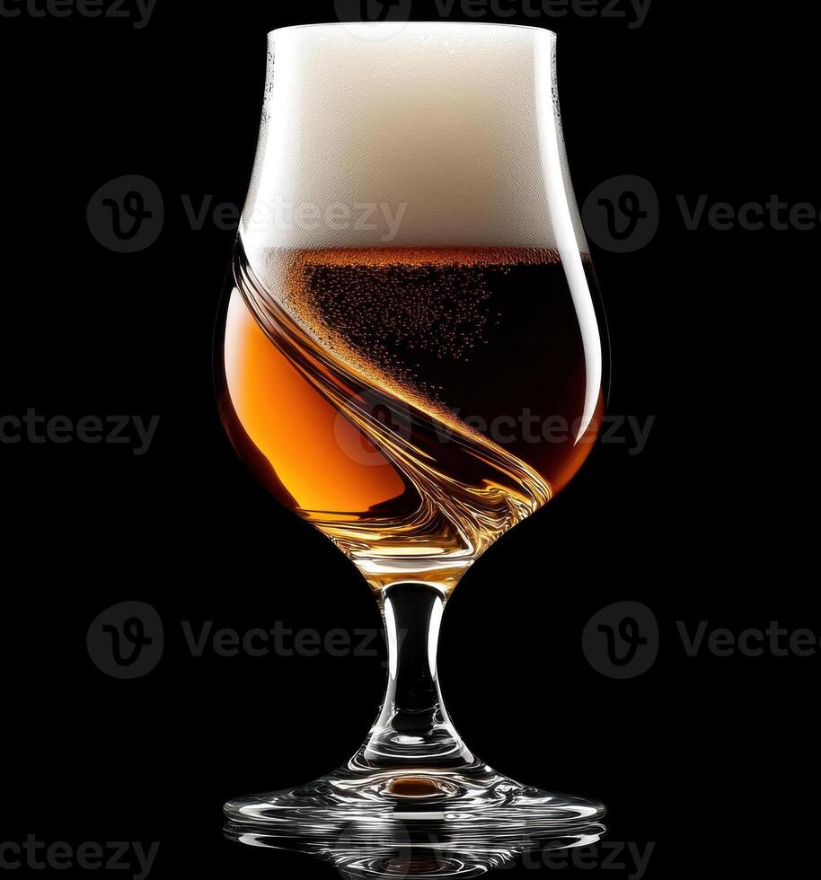 Craft beer served in an elegant glass with rich foam swirl photo