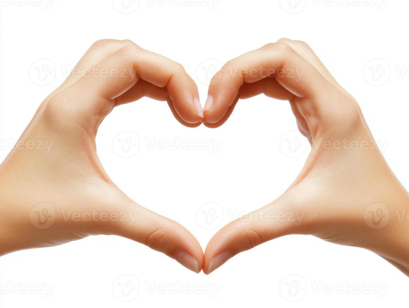 Creating a heart shape with hands in a bright setting photo