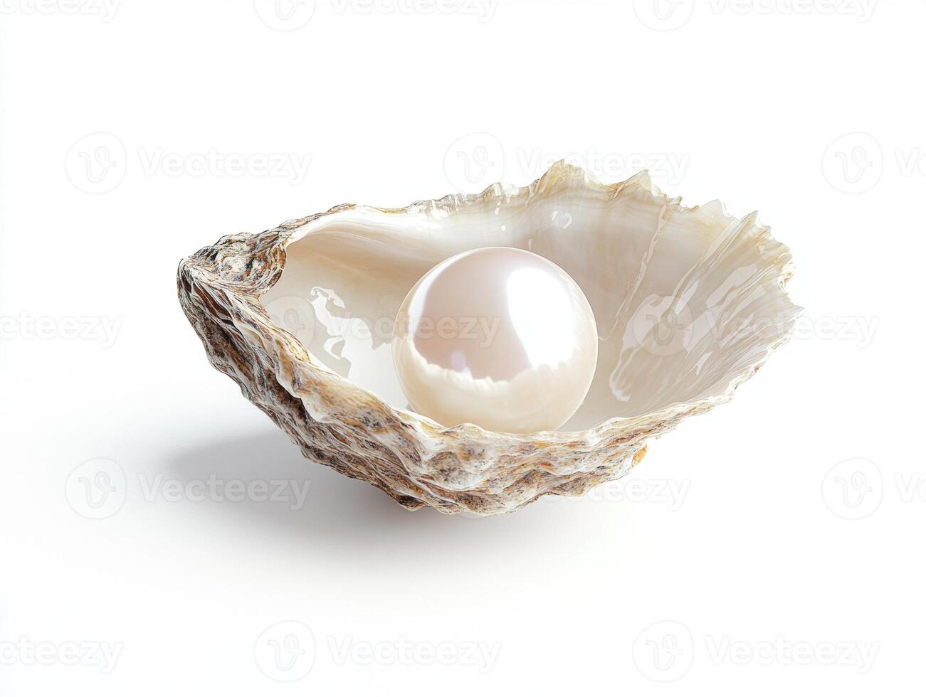 Stunning pearl nestled in a beautiful oyster shell photo