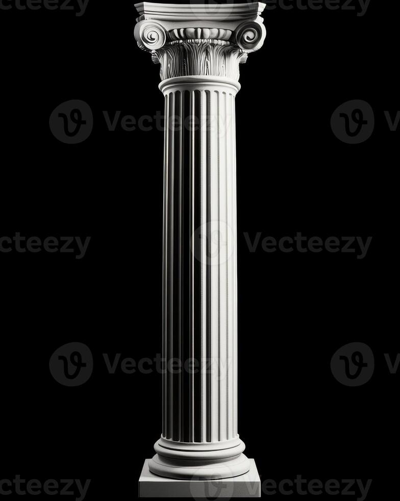 White classical column stands tall against a dark background photo