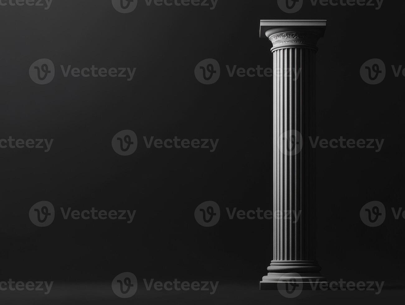 Classic column stands in a dimly lit space with dark background photo