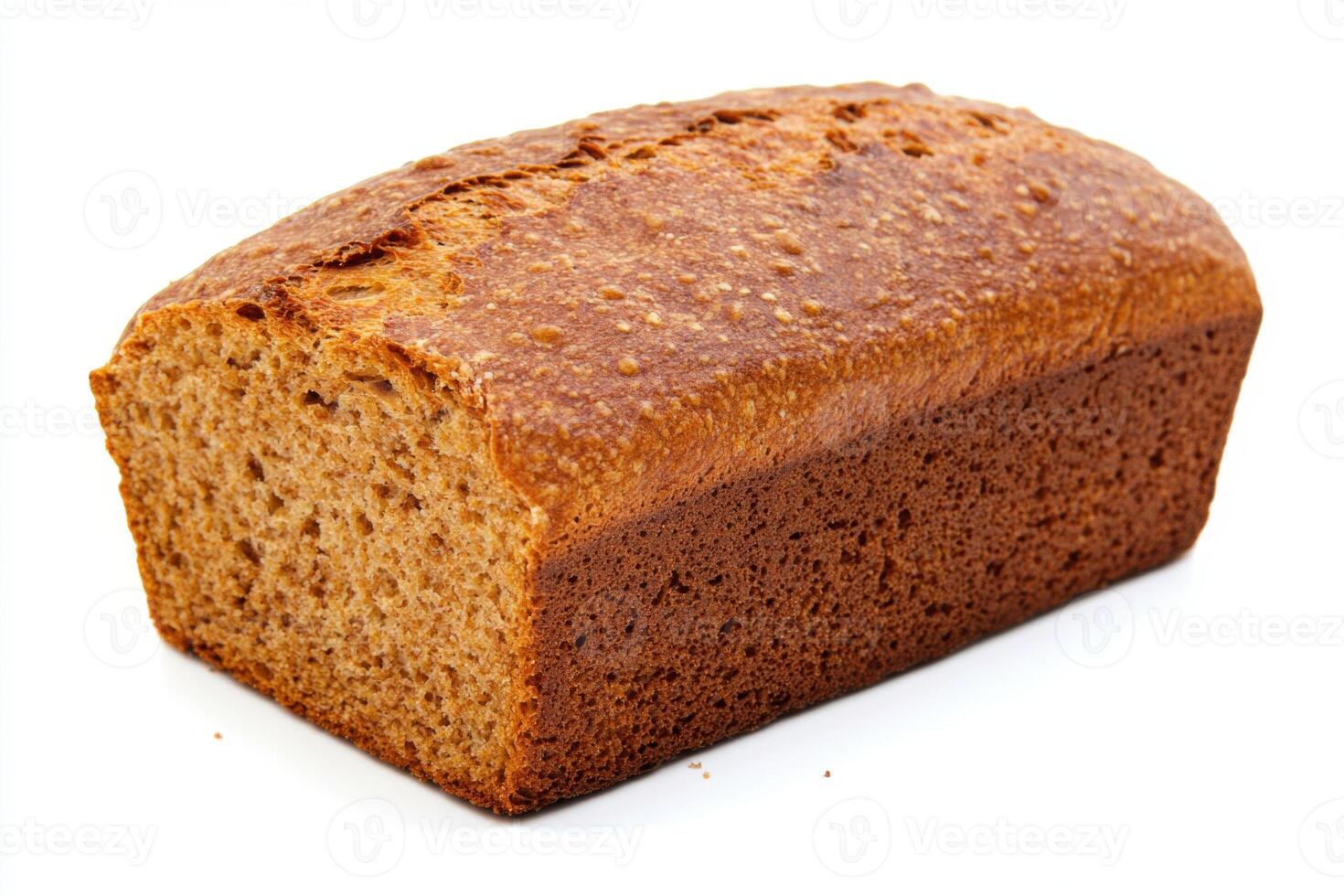 Freshly baked loaf of bread displayed on a clean surface photo