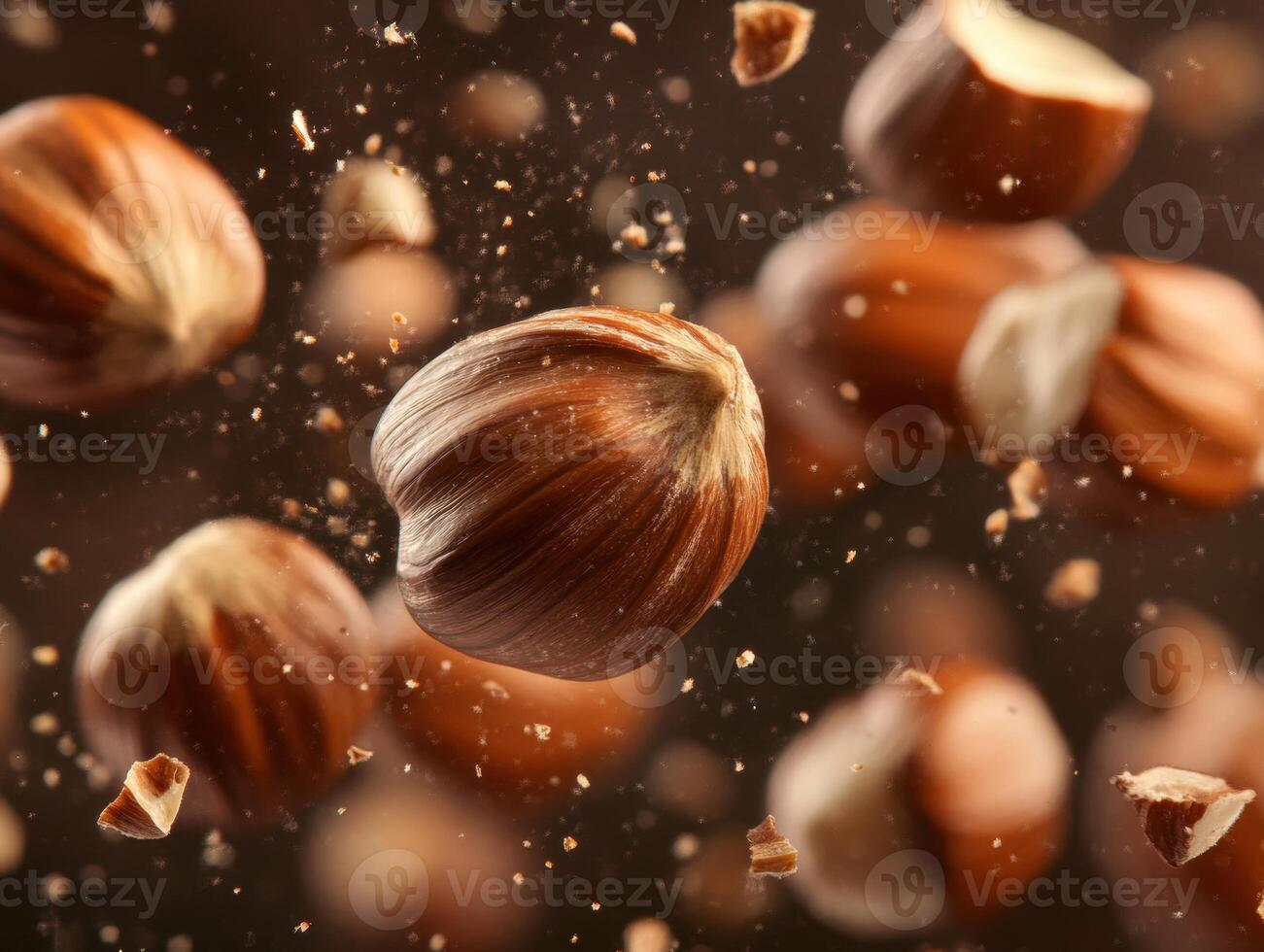 Hazelnuts in motion create a dynamic display of nature's bounty photo