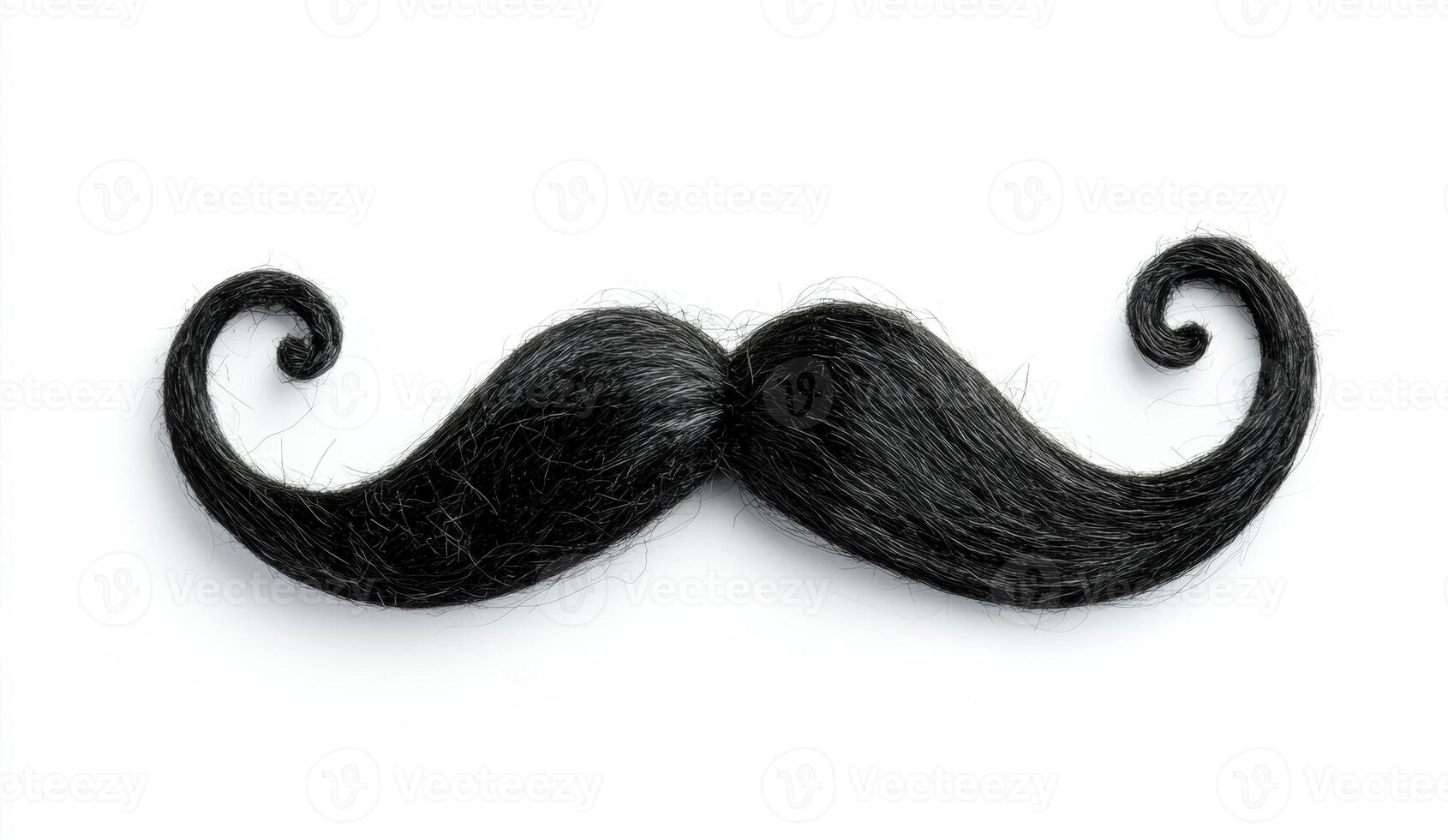Unique black mustache with curled ends on white background photo