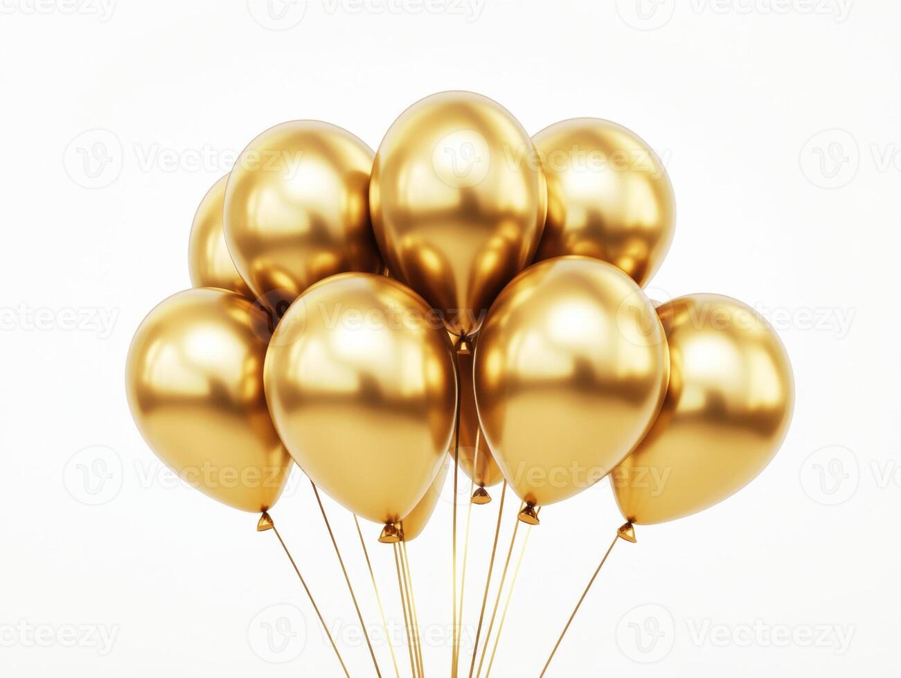 Shiny golden balloons floating together in a festive arrangement photo