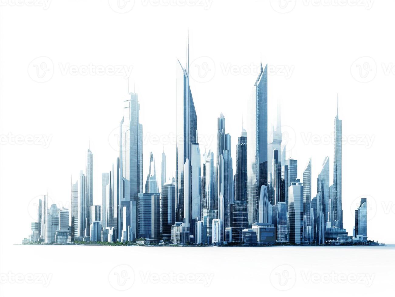 Modern skyline showcasing futuristic architecture in bright light photo
