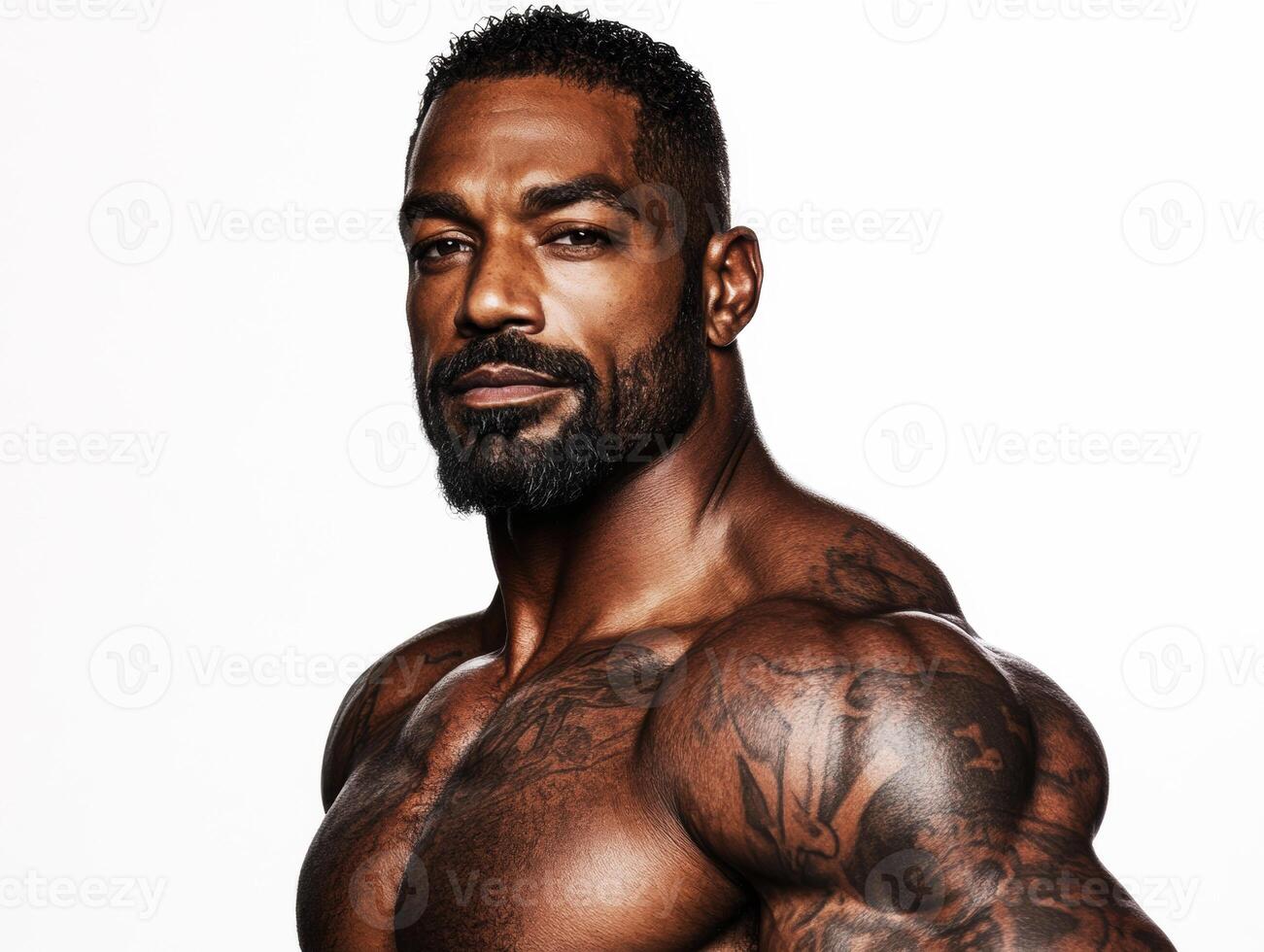 Muscular man showcasing impressive physique in studio setting photo