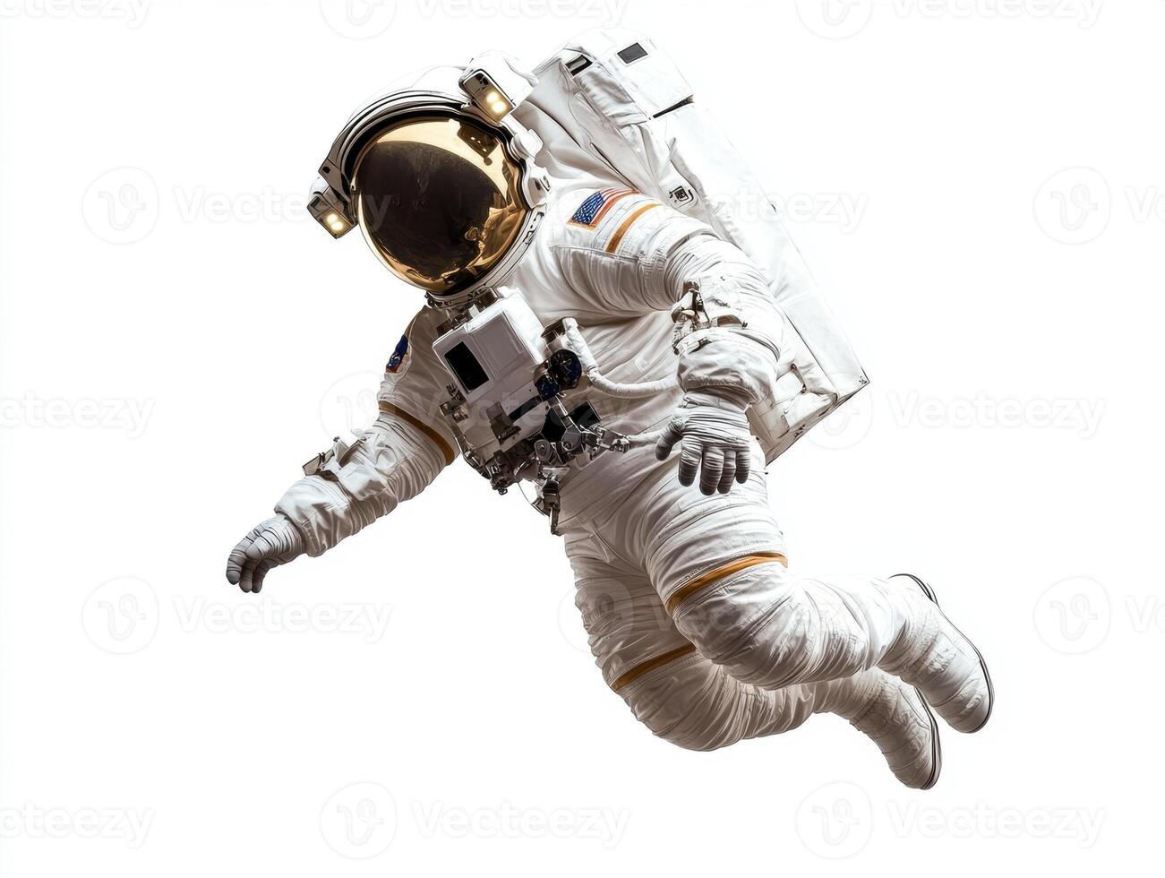 Astronaut floating in space during a spacewalk exploration photo