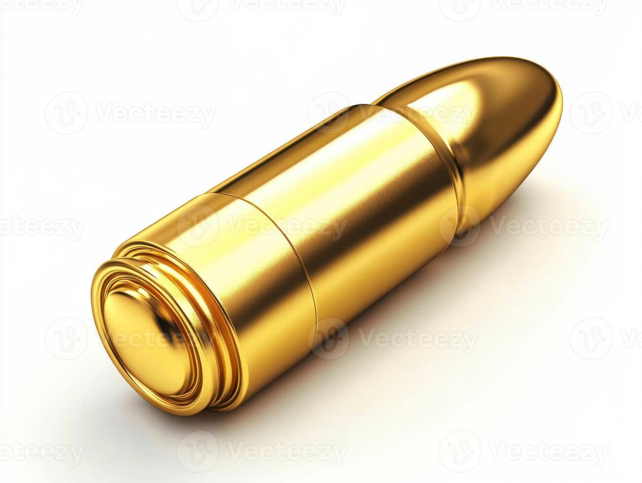 Elegant golden bullet with a polished finish on a white background photo