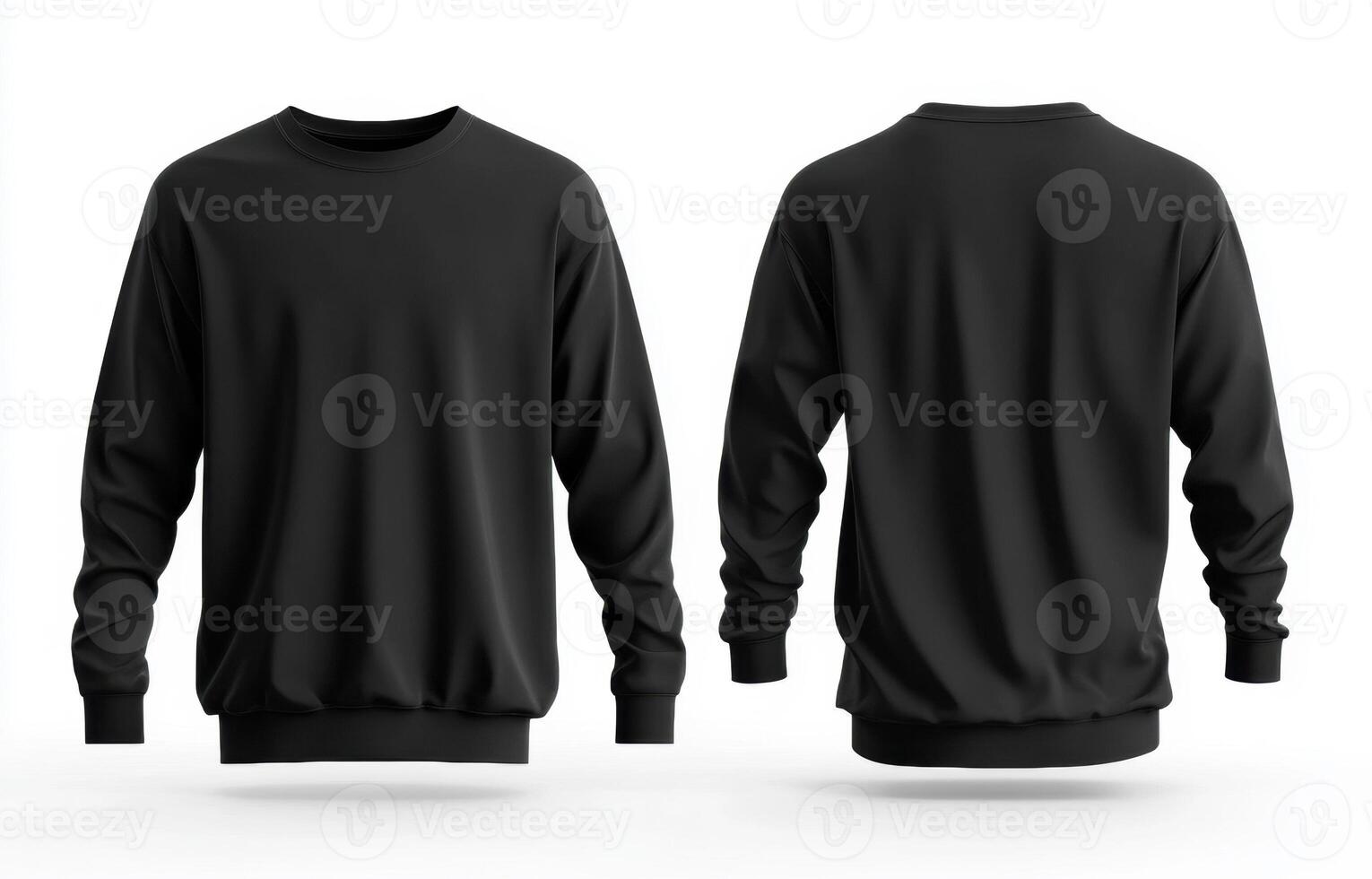 Simple black sweatshirt displayed from front and back views photo