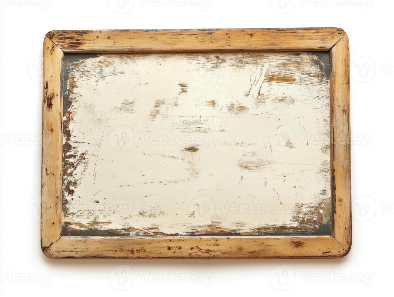 Wooden plaque with faded surface displayed on a white background photo